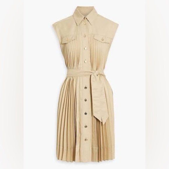 Sandro beige Alice Pleated twill shirtdress - Picture 5 of 13